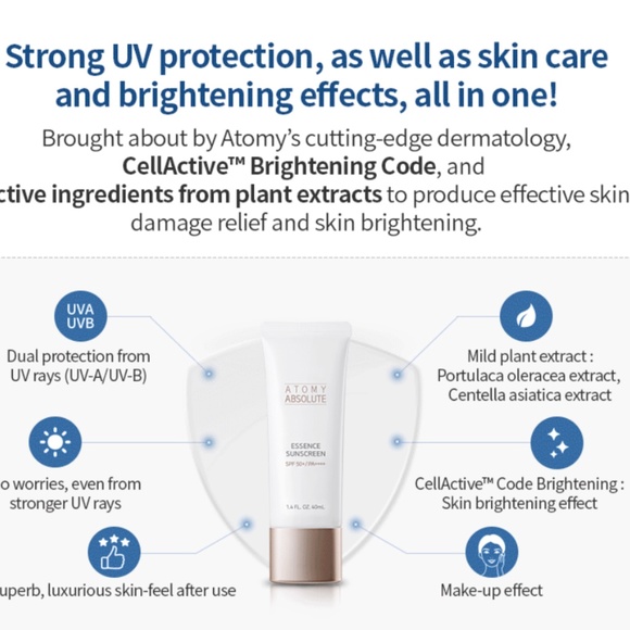 NEW Atomy Absolute Essence Sunscreen UV Protector - Picture 4 of 4